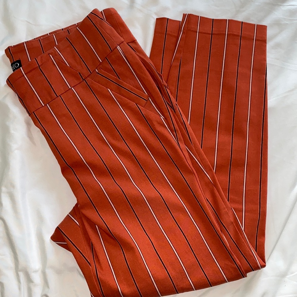 Pinstripe high waist pull up pants